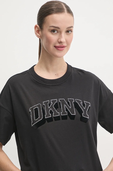 Dkny t-shirt bawełniany damski kolor czarny DP5T1119 - zdjęcie produktu nr 2
