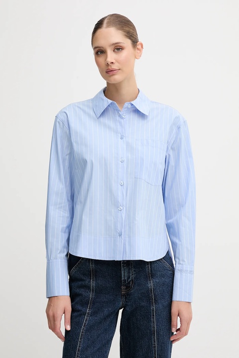 Dkny koszula bawełniana damska kolor niebieski relaxed z kołnierzykiem klasycznym DJ5W2129 - zdjęcie produktu nr 1