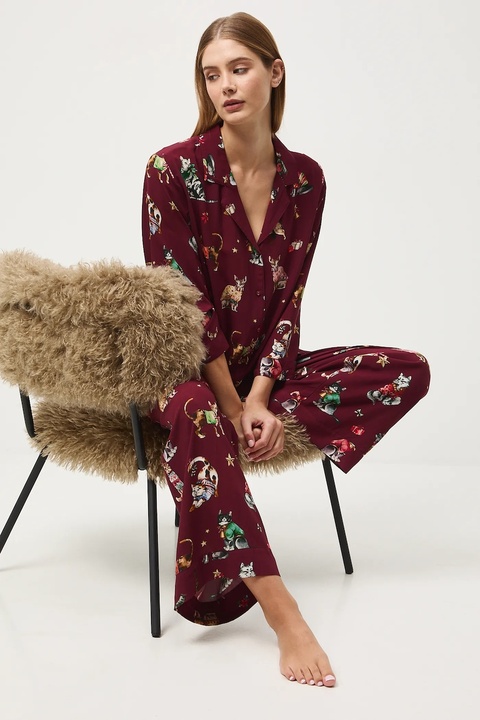 Medicine piżama damska kolor bordowy - zdjęcie produktu nr 1