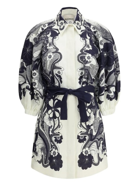 ALEMAIS floral-print puff-sleeve mini dress - White - zdjęcie produktu nr 1