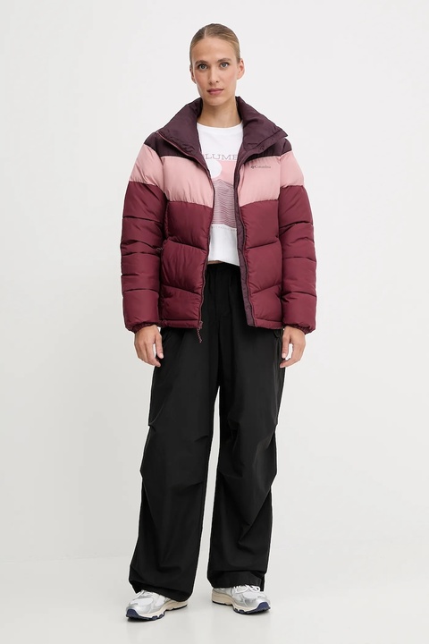 Columbia kurtka Puffect Colorblock damska kolor bordowy zimowa 2088481 - zdjęcie produktu nr 2