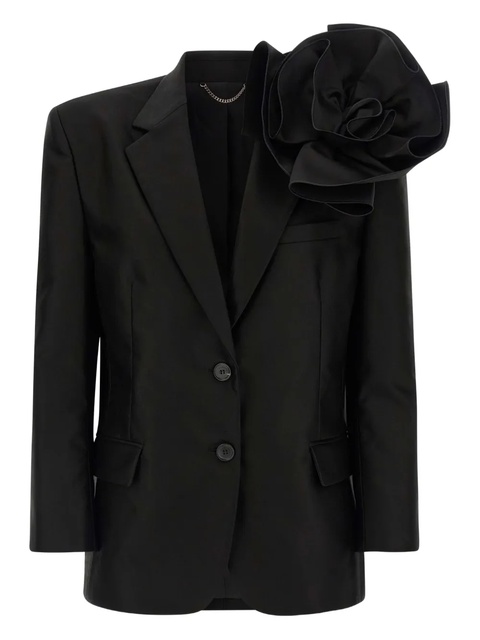 Magda Butrym flower-appliqué single-breasted blazer - Black - zdjęcie produktu nr 1