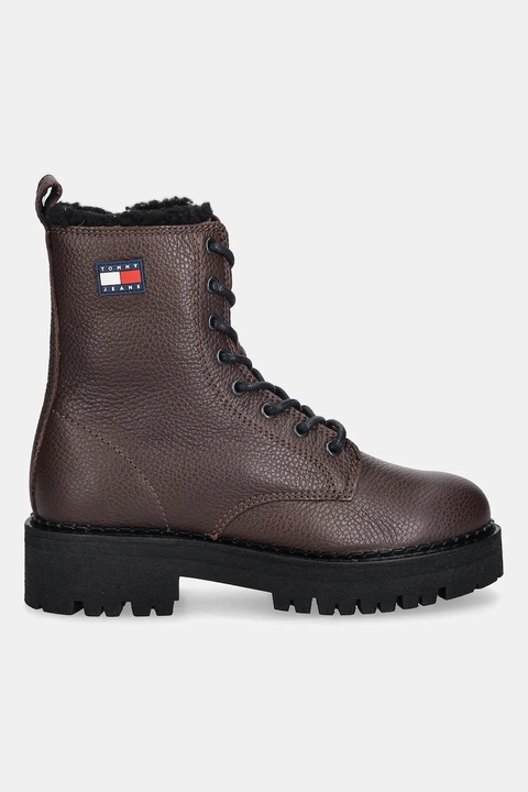 Tommy Jeans botki skórzane TJW URBAN LACEUP BOOT WL damskie kolor brązowy na platformie ocieplone EN0EN02906 - zdjęcie produktu nr 2