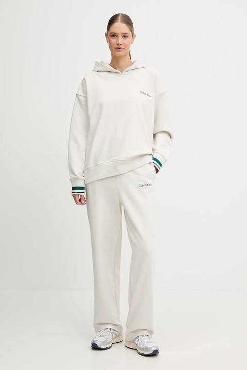 Calvin Klein Performance bluza damska kolor beżowy z kapturem gładka LVGWF5W309 - zdjęcie produktu nr 2