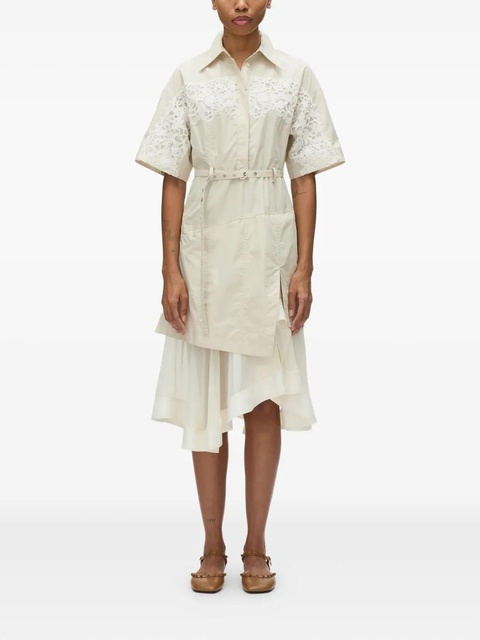 3.1 Phillip Lim lace-panel belted shirt dress - Neutrals - zdjęcie produktu nr 1