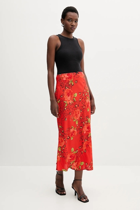 Never Fully Dressed spódnica kolor czerwony maxi rozkloszowana NFDSK761 - zdjęcie produktu nr 2