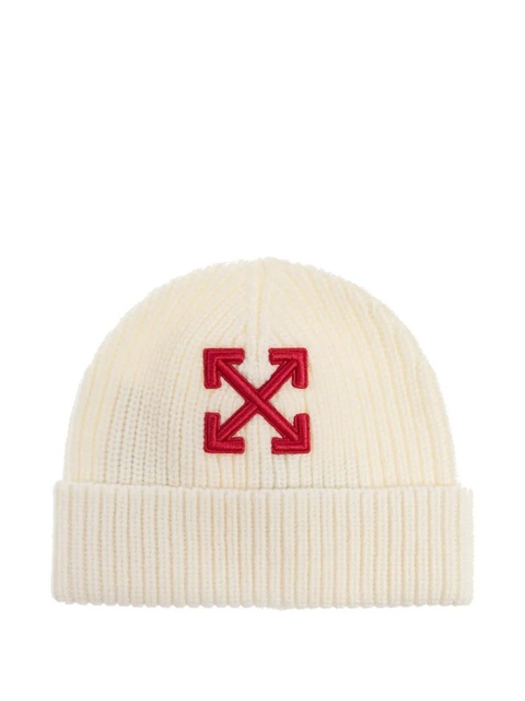 Off-White arrow-embellished ribbed beanie - Neutrals - zdjęcie produktu nr 2
