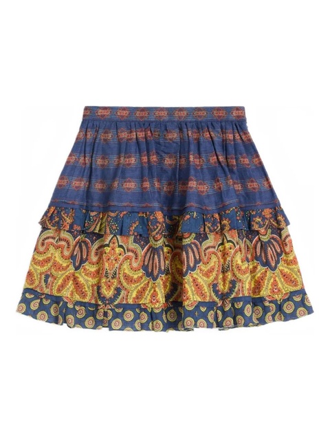 Valentino Garavani mini Medaglioni Voyage Imaginaire linen skirt - Blue - zdjęcie produktu nr 1
