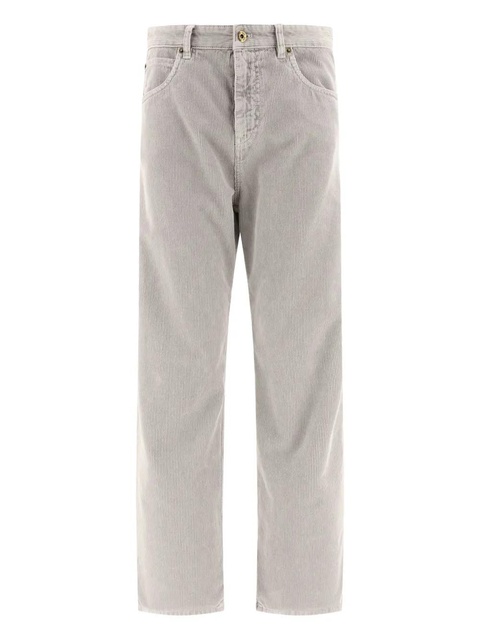 Miu Miu logo-embroidered corduroy trousers - Grey - zdjęcie produktu nr 1