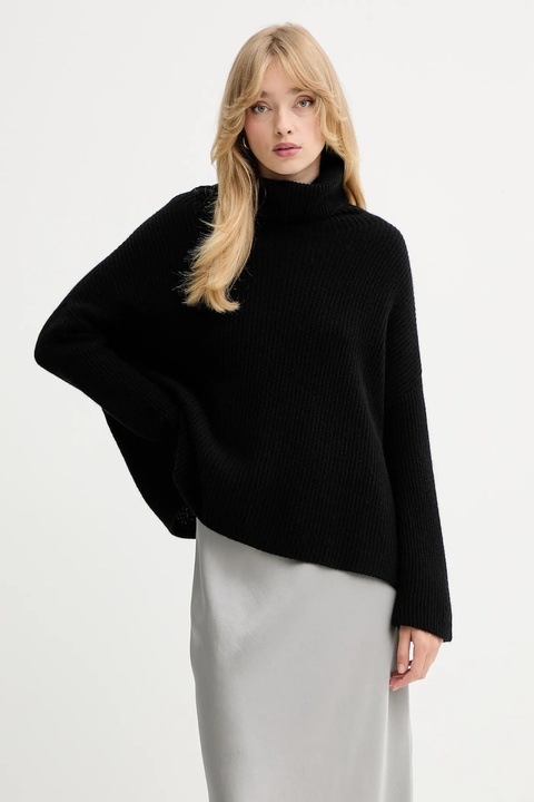 MAX&Co. sweter kaszmirowy damski kolor czarny lekki z golfem 2528366044200 - zdjęcie produktu nr 1