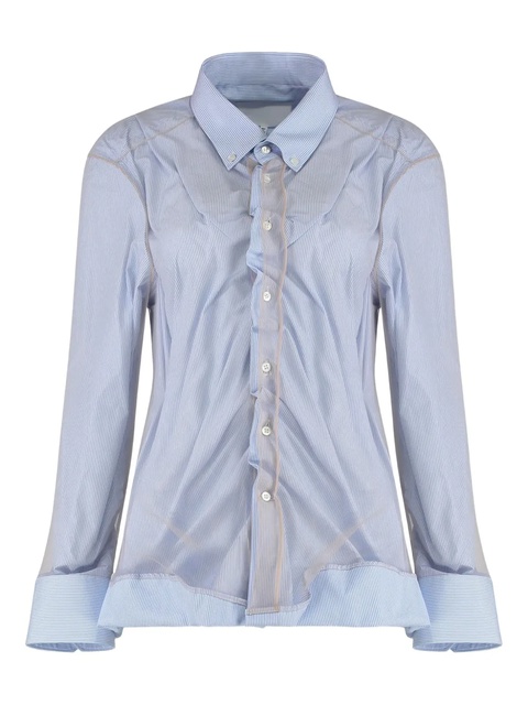 Maison Margiela striped gathered shirt - Blue - zdjęcie produktu nr 1