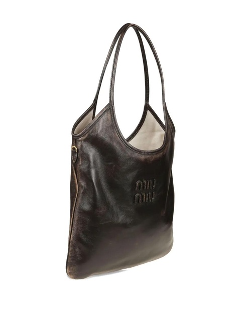 Miu Miu logo-patch tote bag - Brown - zdjęcie produktu nr 1