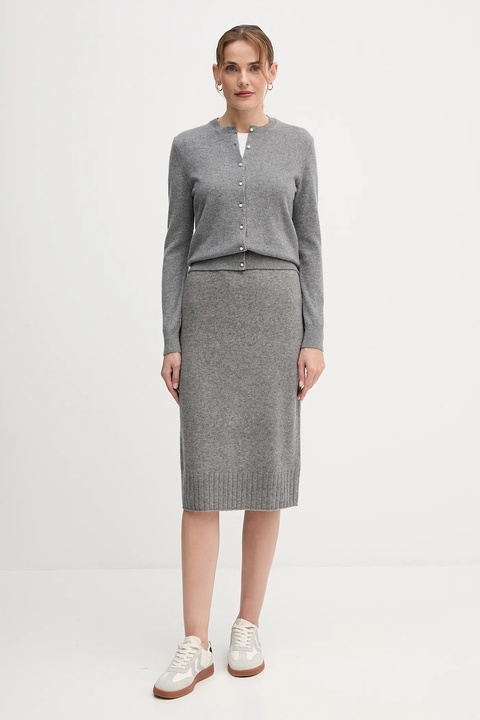 United Colors of Benetton spódnica z dodatkiem wełny kolor szary midi prosta 112HD001V - zdjęcie produktu nr 2
