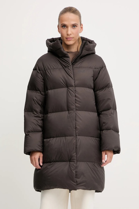Jack Wolfskin kurtka puchowa ICY HILL kolor brązowy zimowa oversize A65093 - zdjęcie produktu nr 1