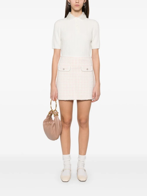 Maje embellished-collar knitted polo shirt - White - zdjęcie produktu nr 2