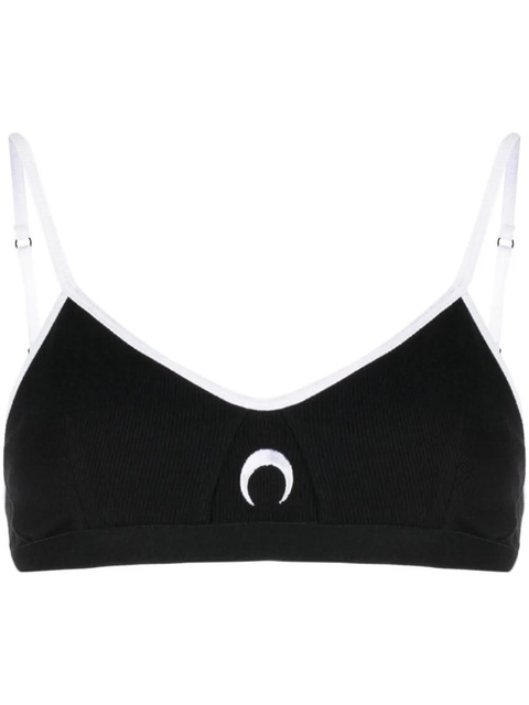 Marine Serre embroidered-logo sports bra - Black - zdjęcie produktu nr 1