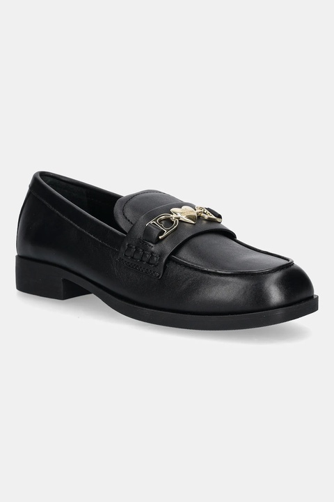 Love Moschino mokasyny skórzane damskie kolor czarny na płaskim obcasie JA10242G1NIA0000 - zdjęcie produktu nr 1
