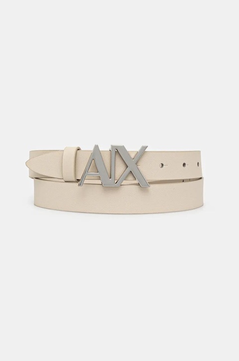 Armani Exchange pasek skórzany damski kolor beżowy - zdjęcie produktu nr 1