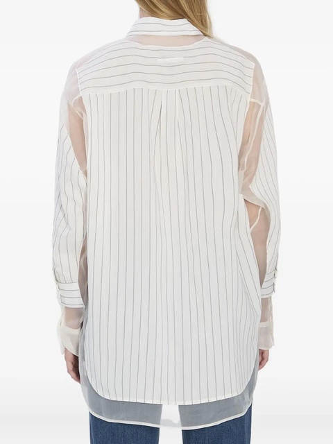 Jean Paul Gaultier striped sheer-panel shirt - White - zdjęcie produktu nr 2
