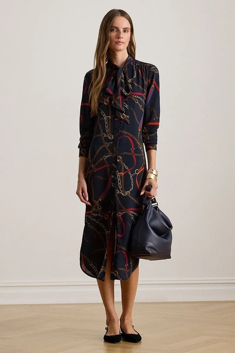 Lauren Ralph Lauren sukienka kolor granatowy midi prosta 200P03552 - zdjęcie produktu nr 1