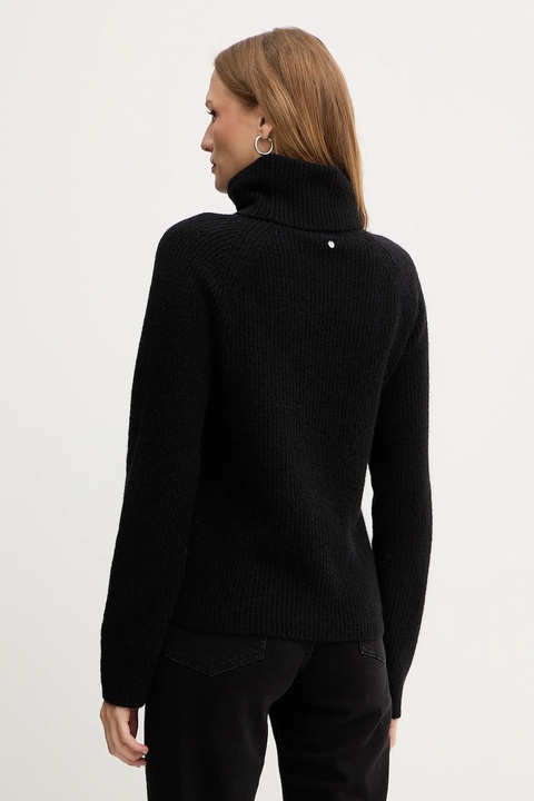 BOSS Orange sweter z dodatkiem wełny damski kolor czarny lekki z golfem 50548937 - zdjęcie produktu nr 2