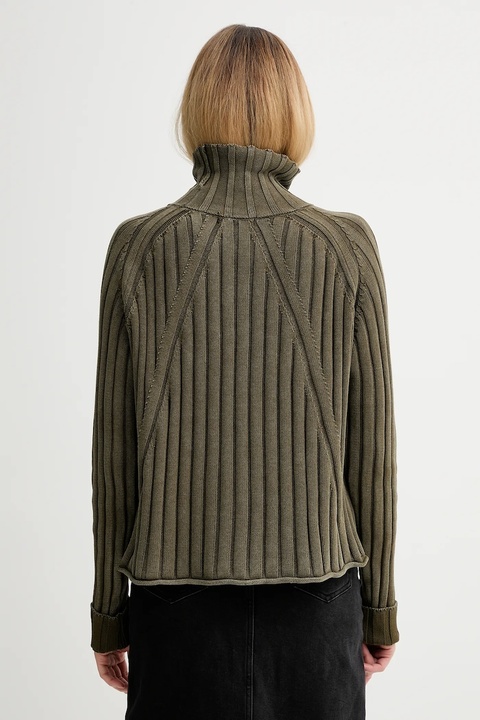 G-Star sweter bawełniany 0 damski kolor zielony z golfem D27172.D630 - zdjęcie produktu nr 2