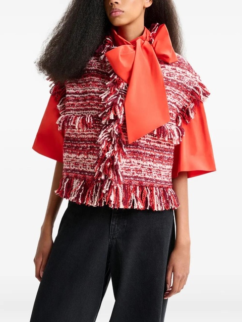 Essentiel Antwerp fringed wool-blend bouclé jacket - Red - zdjęcie produktu nr 2
