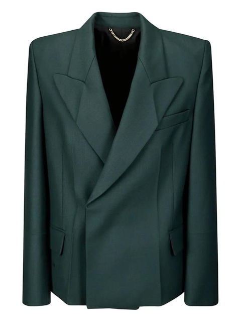 Victoria Beckham pointed-shoulder blazer - Green - zdjęcie produktu nr 1