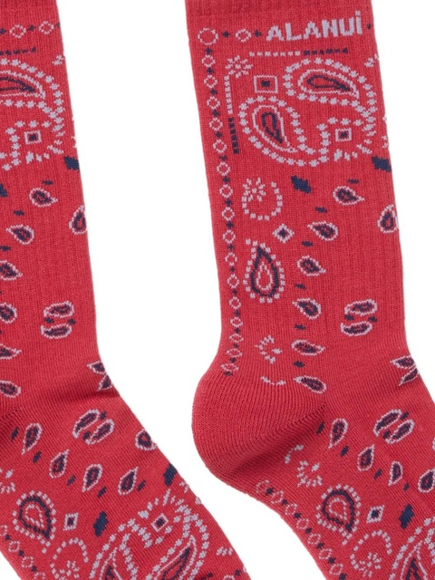 Alanui bandana-intarsia socks - Red - zdjęcie produktu nr 2