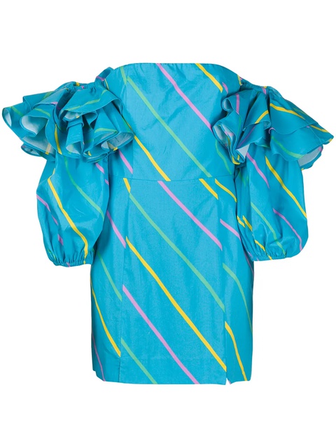 ROTATE BIRGER CHRISTENSEN Bethany striped-print dress - Blue - zdjęcie produktu nr 1