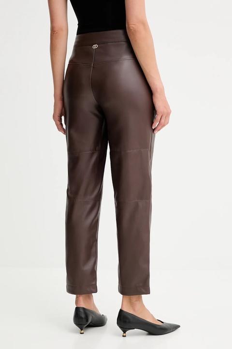 Twinset spodnie damskie kolor brązowy proste high waist 252TP2091 - zdjęcie produktu nr 2