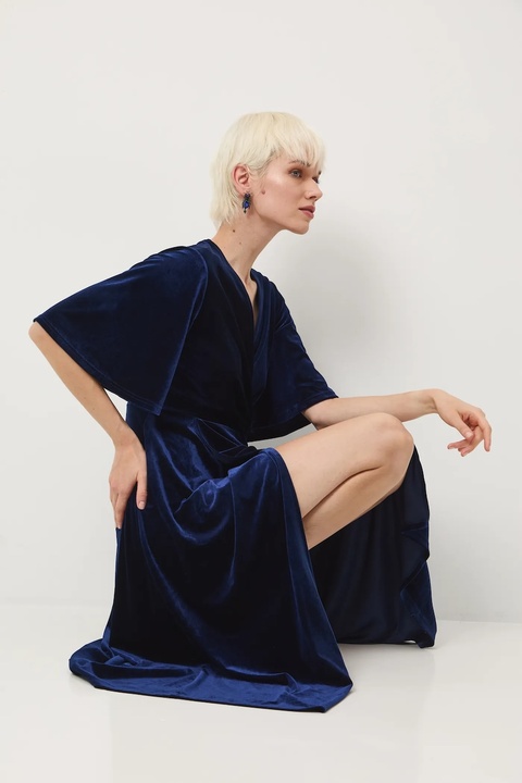 Medicine sukienka kolor granatowy midi rozkloszowana - zdjęcie produktu nr 1