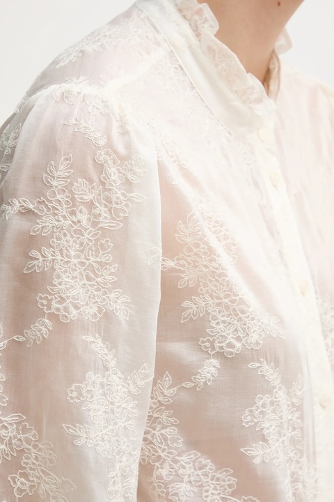 United Colors of Benetton koszula damska kolor beżowy regular ze stójką 52WNDQ0CQ - zdjęcie produktu nr 2