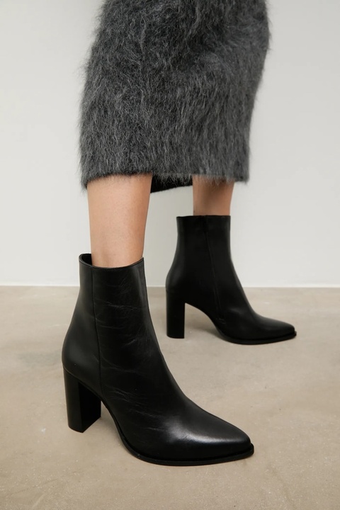 Answear.LAB botki skórzane kolor czarny na słupku - zdjęcie produktu nr 2