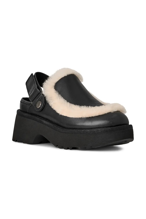 UGG klapki Esmee Leather Clog damskie kolor czarny na platformie 1171507.BLK - zdjęcie produktu nr 2
