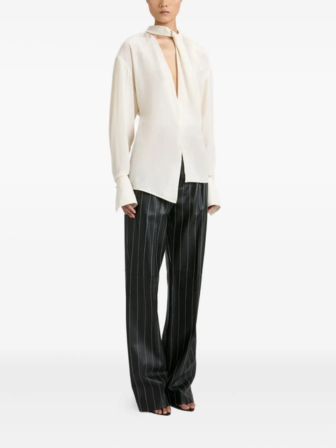 Victoria Beckham pinstripe leather trousers - Black - zdjęcie produktu nr 2