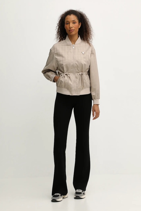 Guess kurtka bomber AOP kolor beżowy przejściowa oversize V5YL11 WHFU0 - zdjęcie produktu nr 1