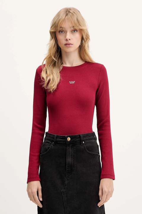 Guess Jeans longsleeve kolor bordowy W5BP01 KA0H1 - zdjęcie produktu nr 1