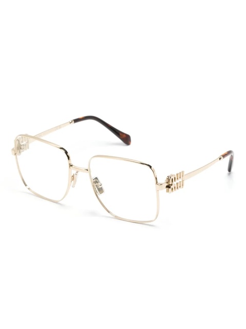Miu Miu Eyewear logo-lettering square-frame glasses - Gold - zdjęcie produktu nr 2