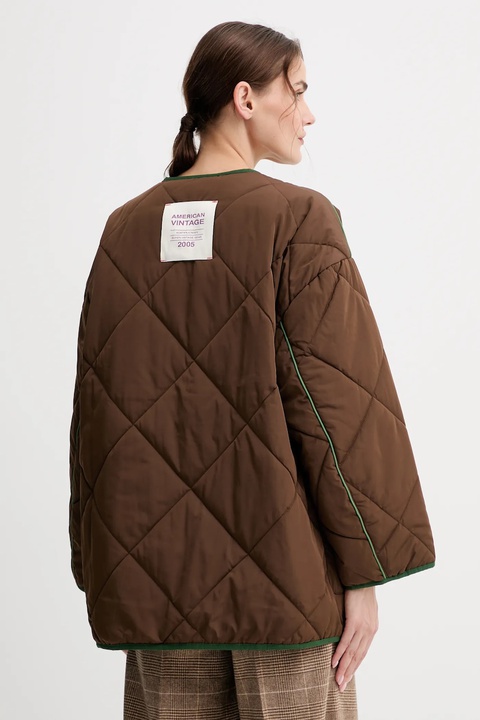 American Vintage kurtka kolor brązowy przejściowa oversize VOW16A - zdjęcie produktu nr 2