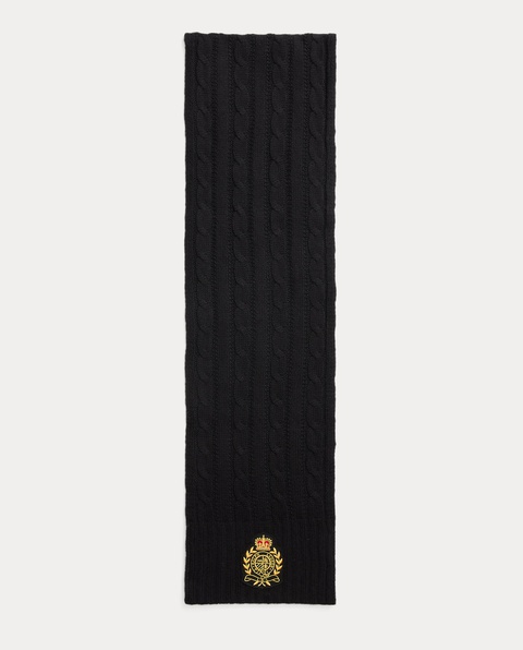 LAUREN BY RALPH LAUREN - Czarny szalik z ozdobnym splotem - zdjęcie produktu nr 2