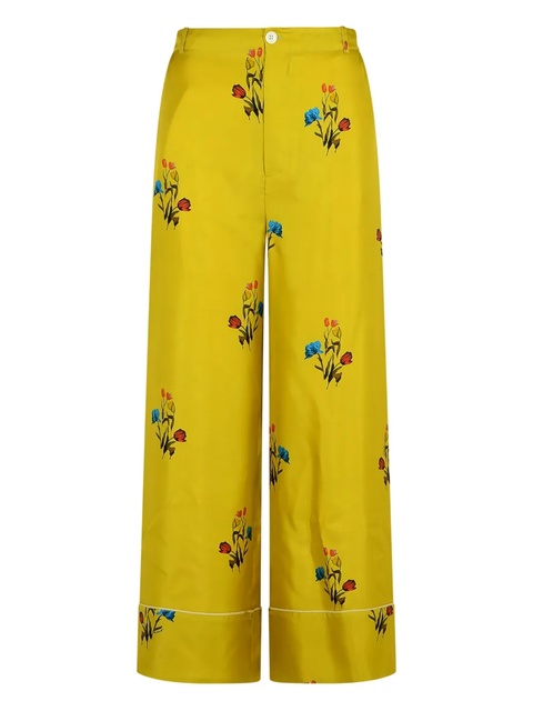 Marni floral-print elastic-waistband straight trousers - Yellow - zdjęcie produktu nr 1