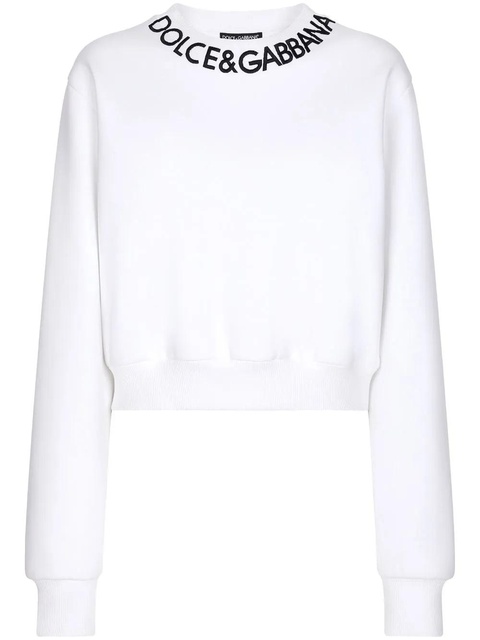 Dolce & Gabbana logo-embroidered cropped sweatshirt - White - zdjęcie produktu nr 1