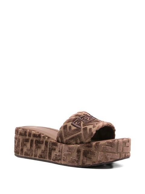 FENDI FF logo platform slides - Neutrals - zdjęcie produktu nr 1