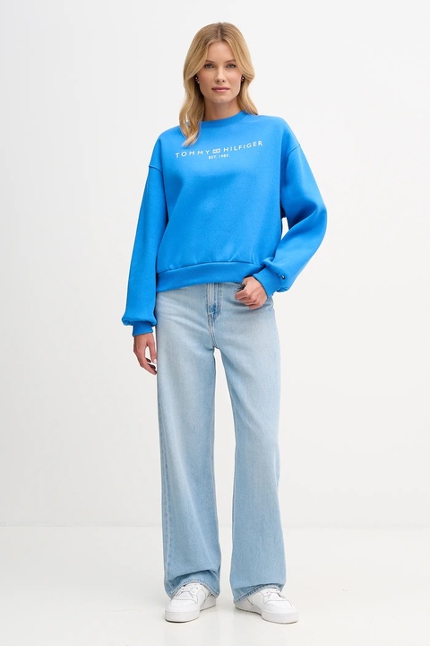 Tommy Hilfiger bluza damska kolor niebieski z nadrukiem WW0WW47831 - zdjęcie produktu nr 2
