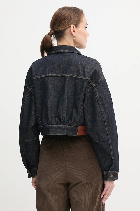 Calvin Klein Jeans kurtka jeansowa kolor granatowy przejściowa oversize LV047D700G - zdjęcie produktu nr 2
