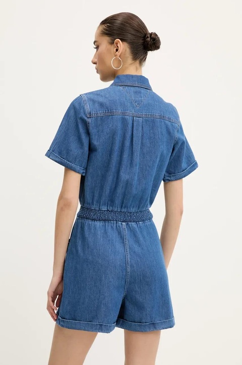 Tommy Jeans kombinezon jeansowy kolor niebieski bawełniany z kołnierzykiemm DW0DW20371 - zdjęcie produktu nr 2