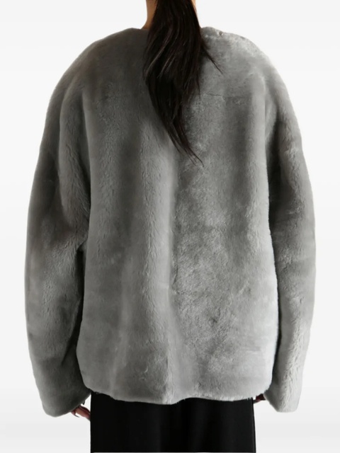 TOTEME toggle-fastening shearling jacket - Grey - zdjęcie produktu nr 2