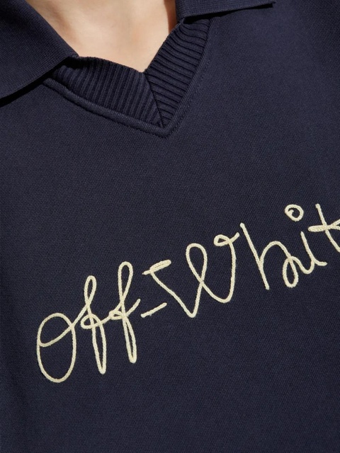 Off-White logo-embroidered polo sweatshirt - Blue - zdjęcie produktu nr 2