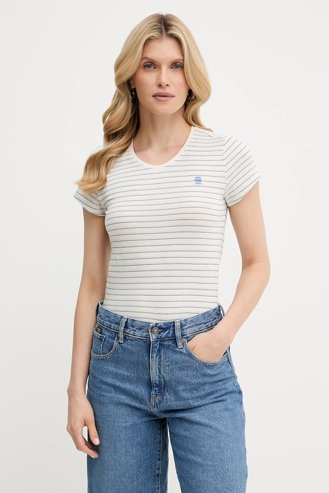 G-Star Raw t-shirt bawełniany damski kolor niebieski - zdjęcie produktu nr 1